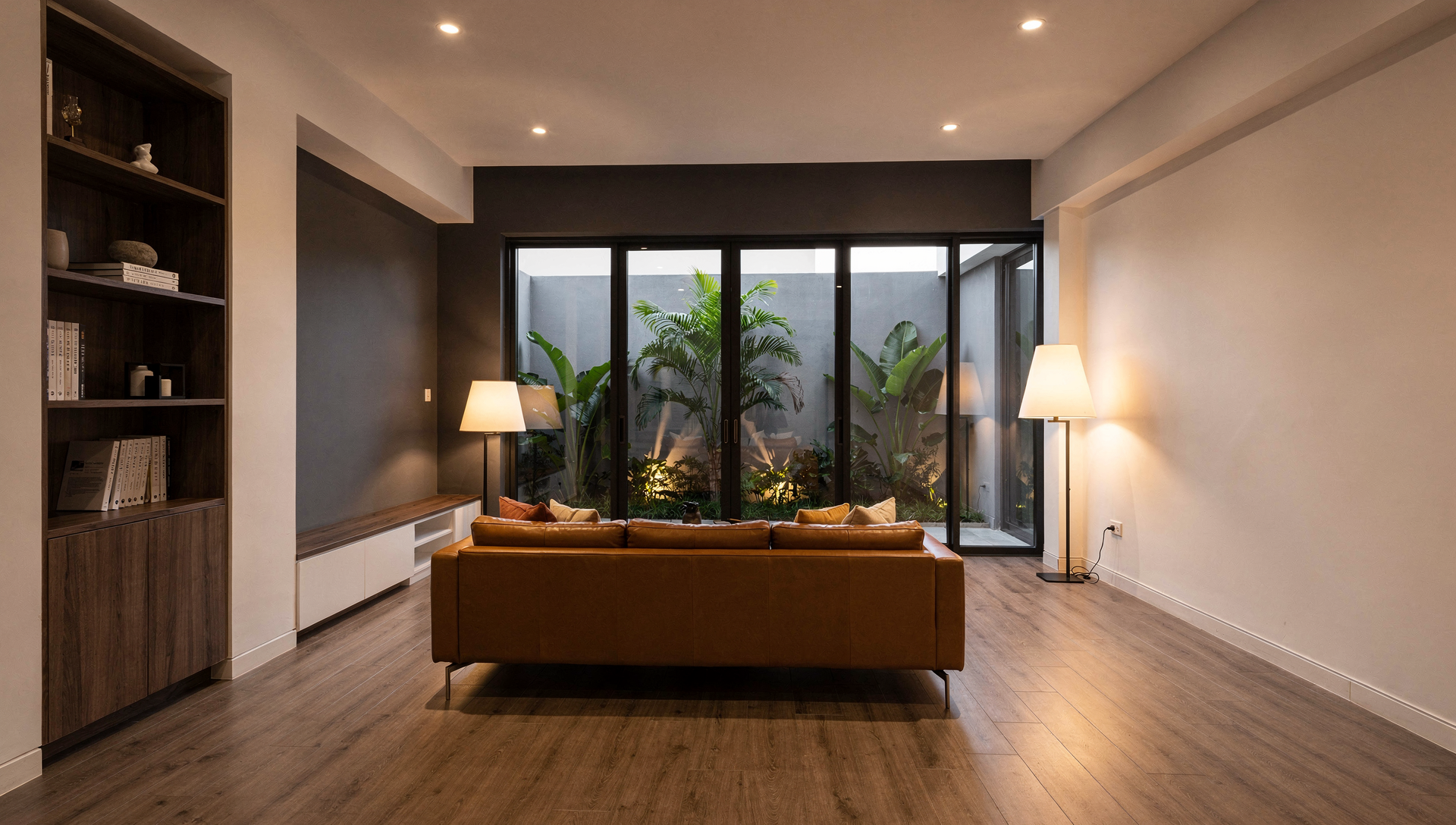 After — the same room finished: warm, renovated interior at handover