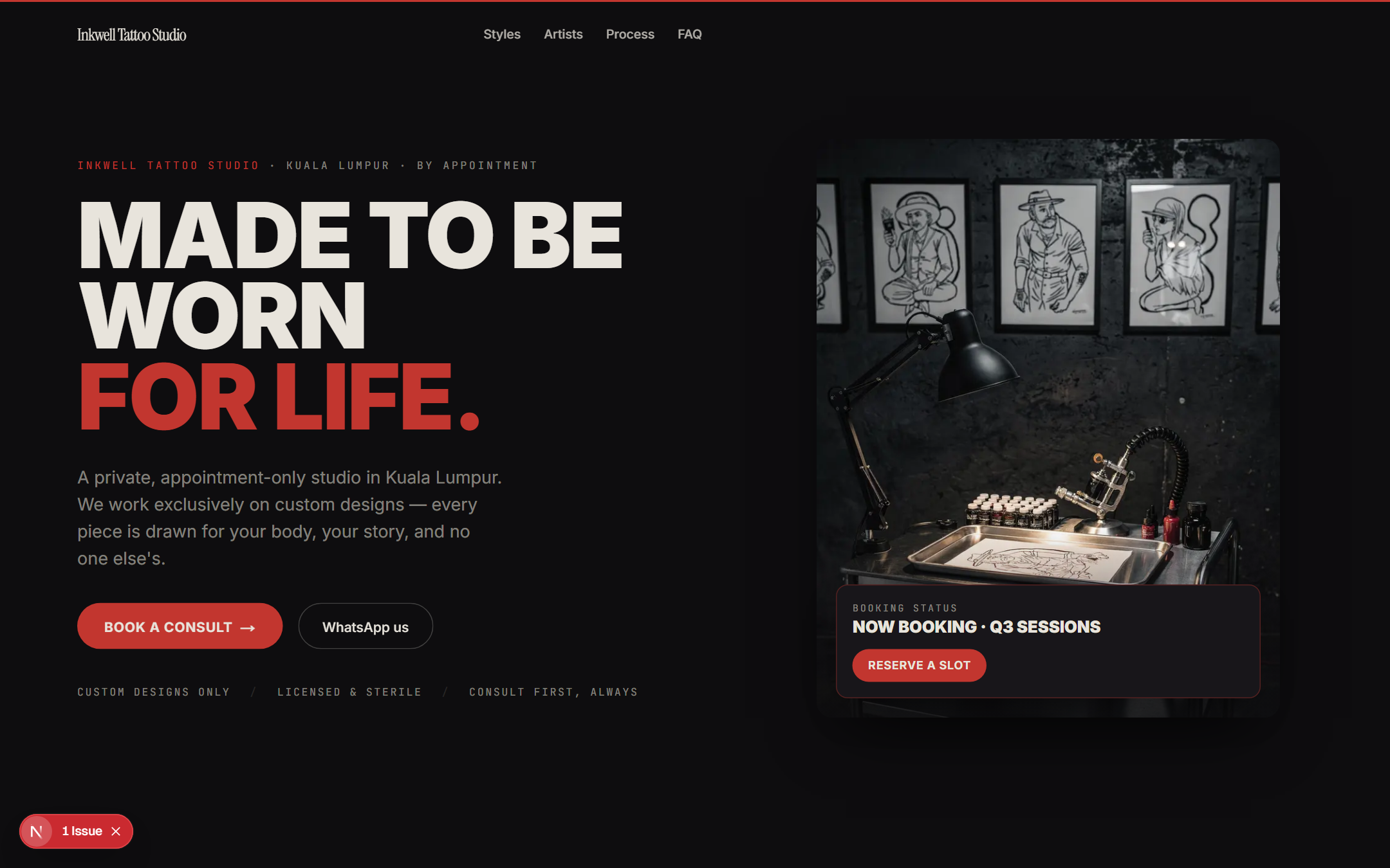 Inkwell template — live site preview