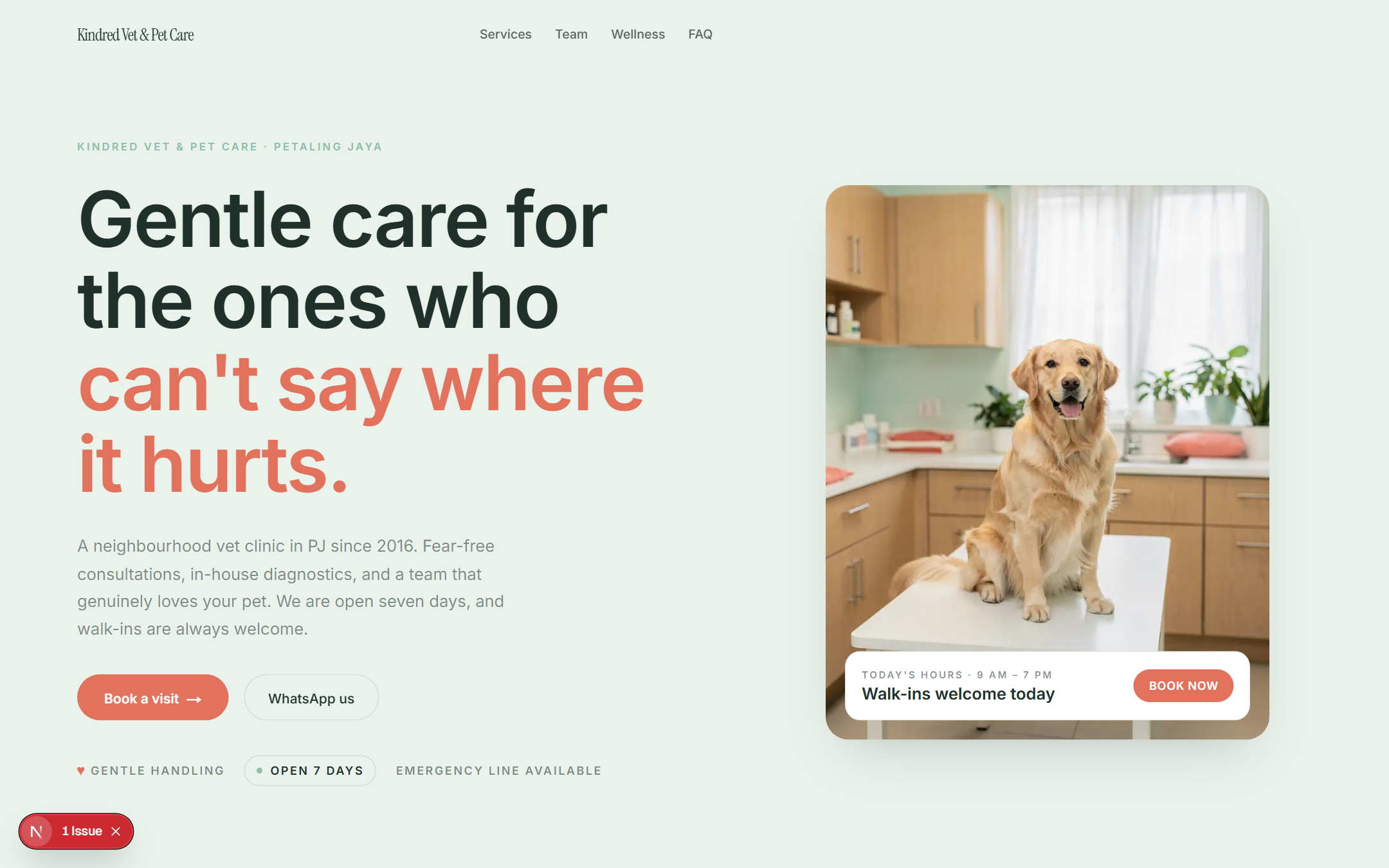 Kindred template — live site preview