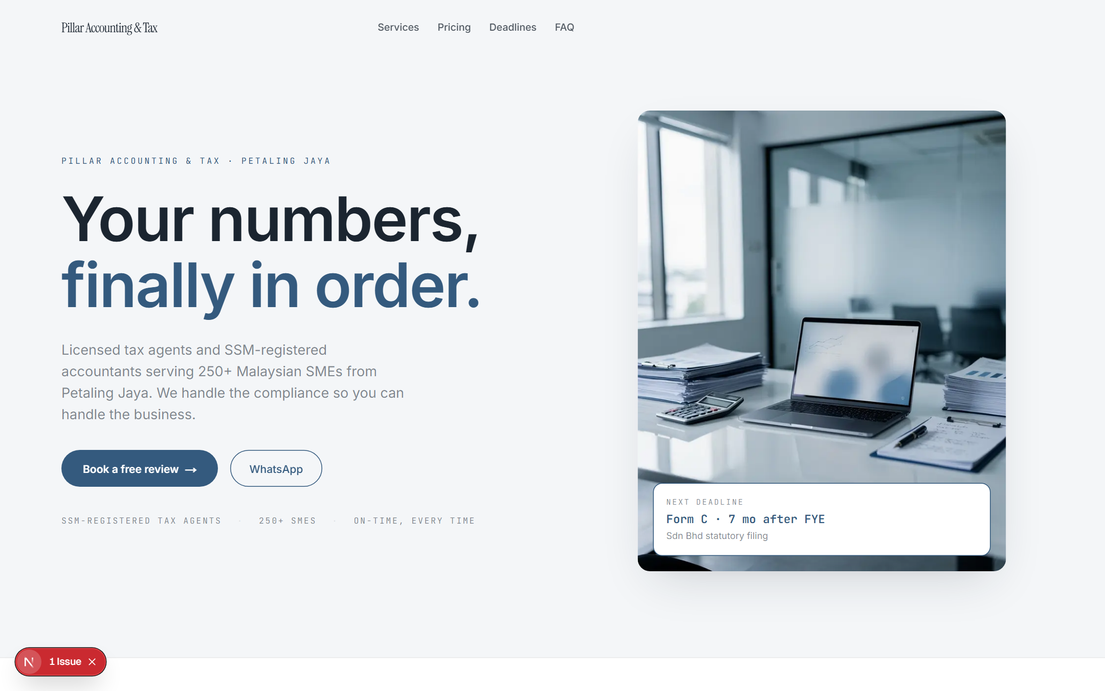 Ledger template — live site preview