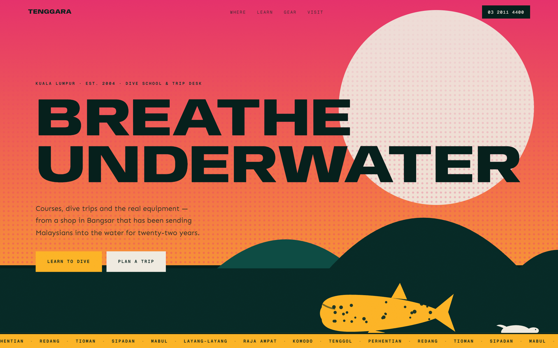 Tenggara Dive Co. template — live site preview