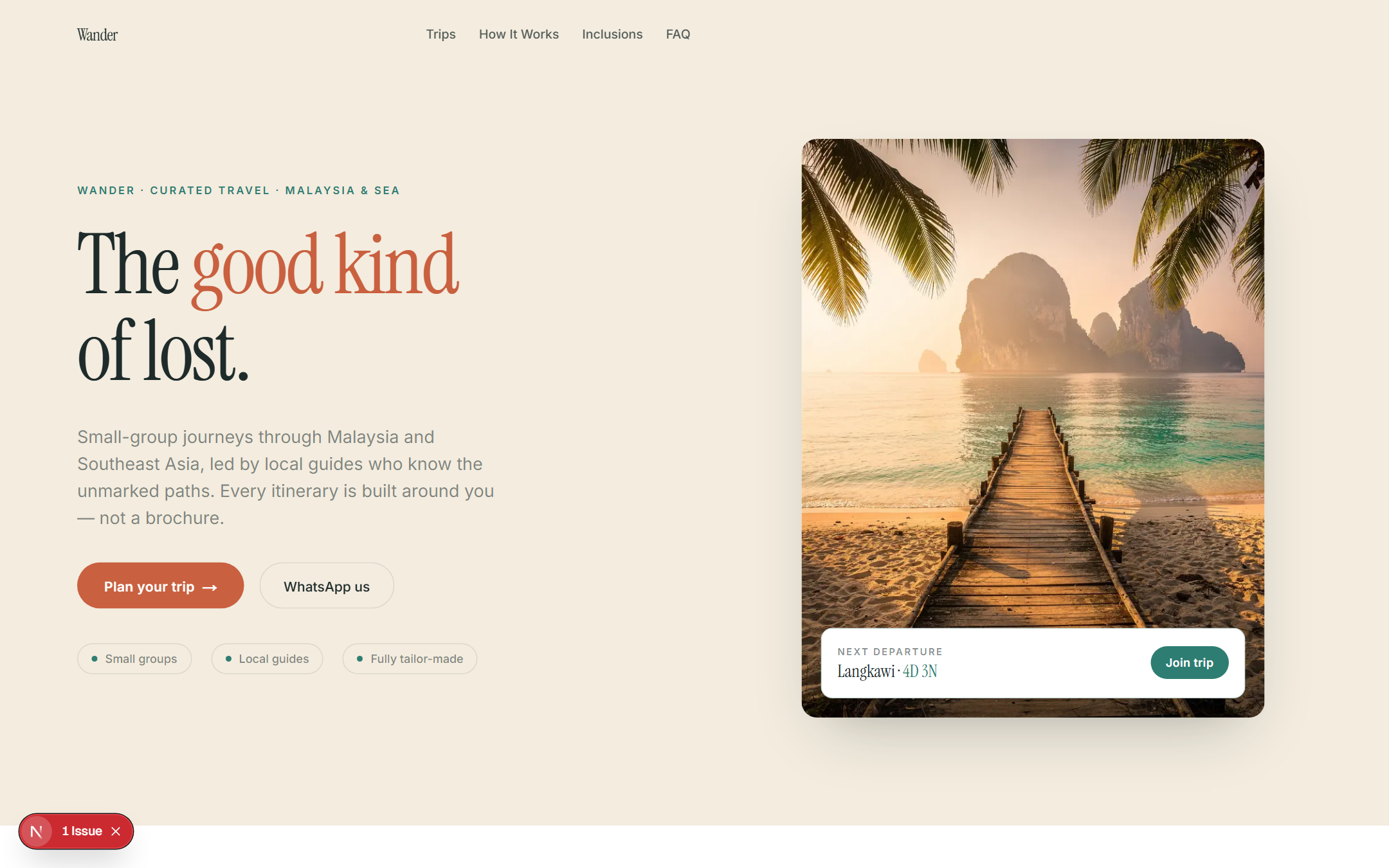 Wander template — live site preview